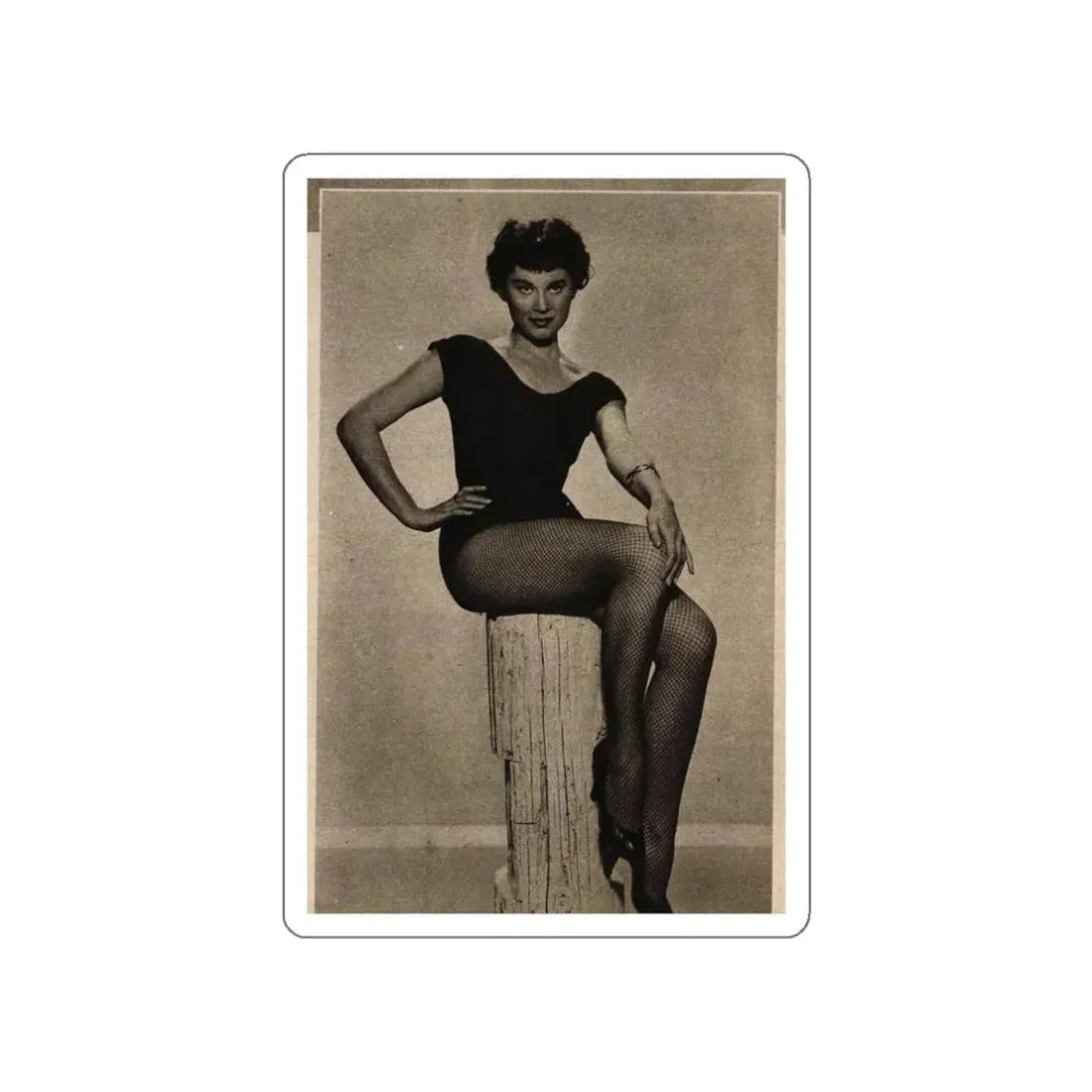 Lisa Montell #03 - 1 Cropped B&W Photo & Caption Earl Wilson's Showgirls Mag. '56 (Vintage Female Icon) STICKER Vinyl Die-Cut Decal - The Sticker Space