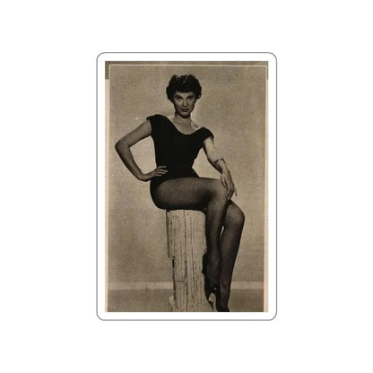 Lisa Montell #03 - 1 Cropped B&W Photo & Caption Earl Wilson's Showgirls Mag. '56 (Vintage Female Icon) STICKER Vinyl Die-Cut Decal White Die-Cut 3 Inch - The Sticker Space