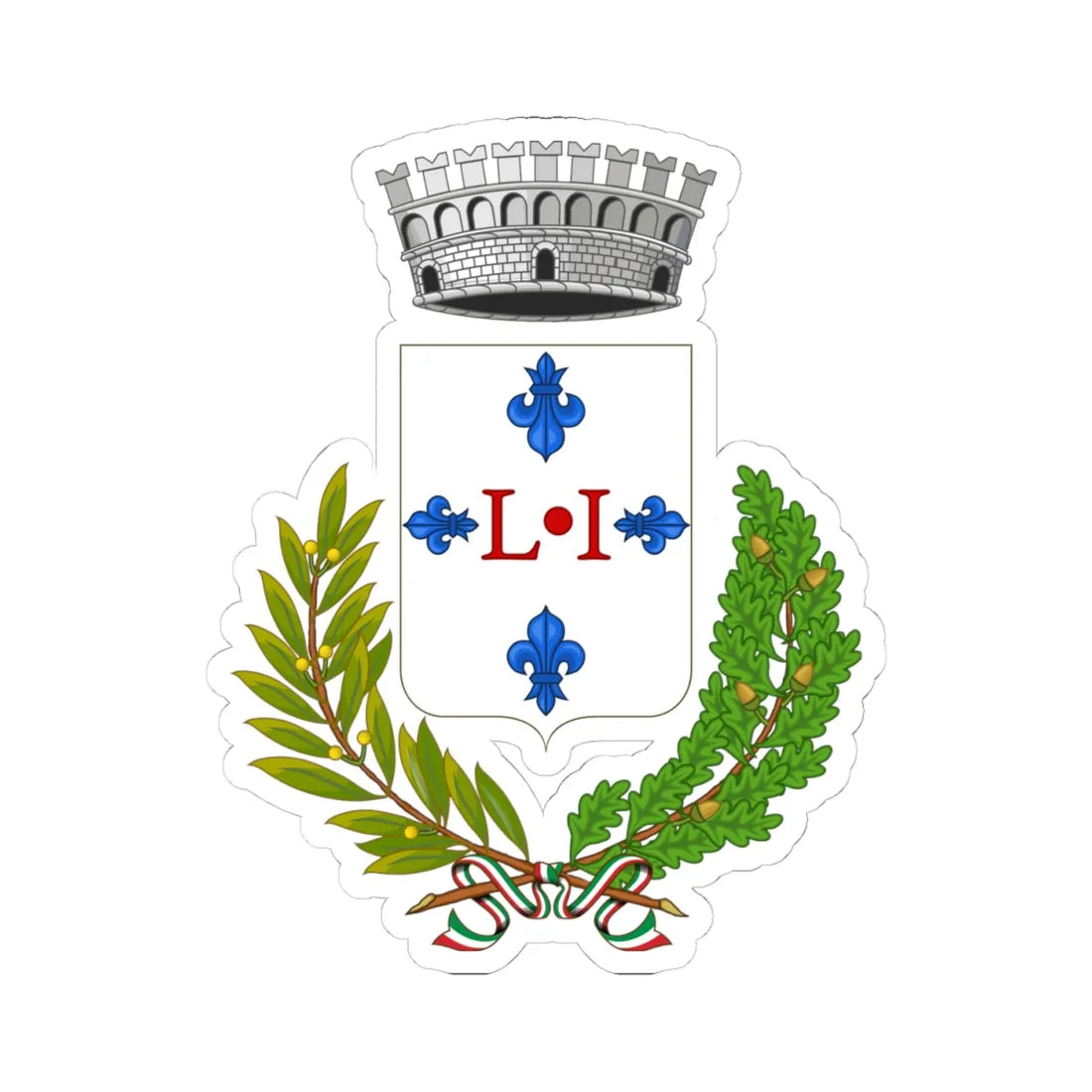 Liscia-Stemma (Italy) (Coat of Arms) STICKER Vinyl Kiss-Cut Decal 4 Inch White - The Sticker Space