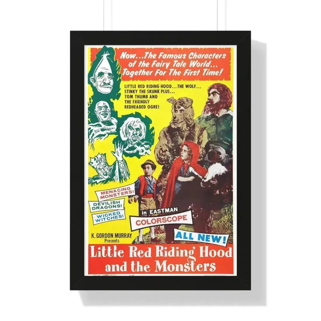 LITTLE RED RIDING HOOD AND THE MONSTERS 1962 - Framed Movie Poster 16″ x 24″ Black - The Sticker Space