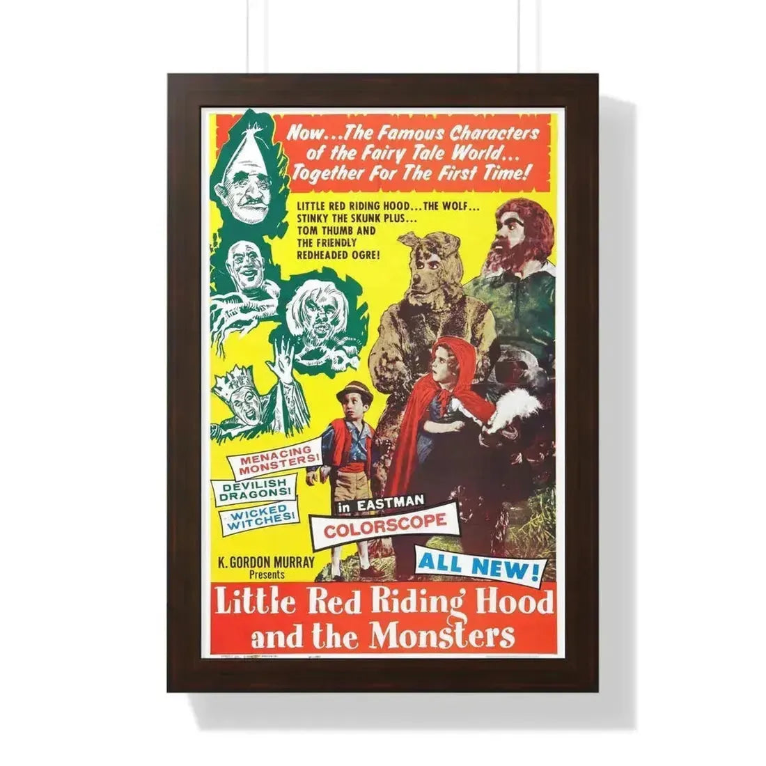 LITTLE RED RIDING HOOD AND THE MONSTERS 1962 - Framed Movie Poster 16″ x 24″ Walnut - The Sticker Space