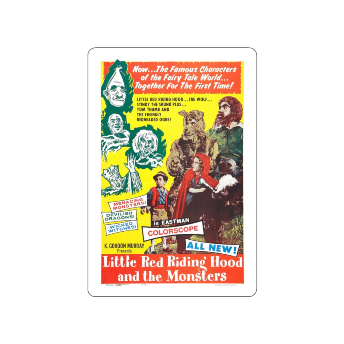 LITTLE RED RIDING HOOD AND THE MONSTERS 1962 Movie Poster STICKER Vinyl Die-Cut Decal-2 Inch-The Sticker Space