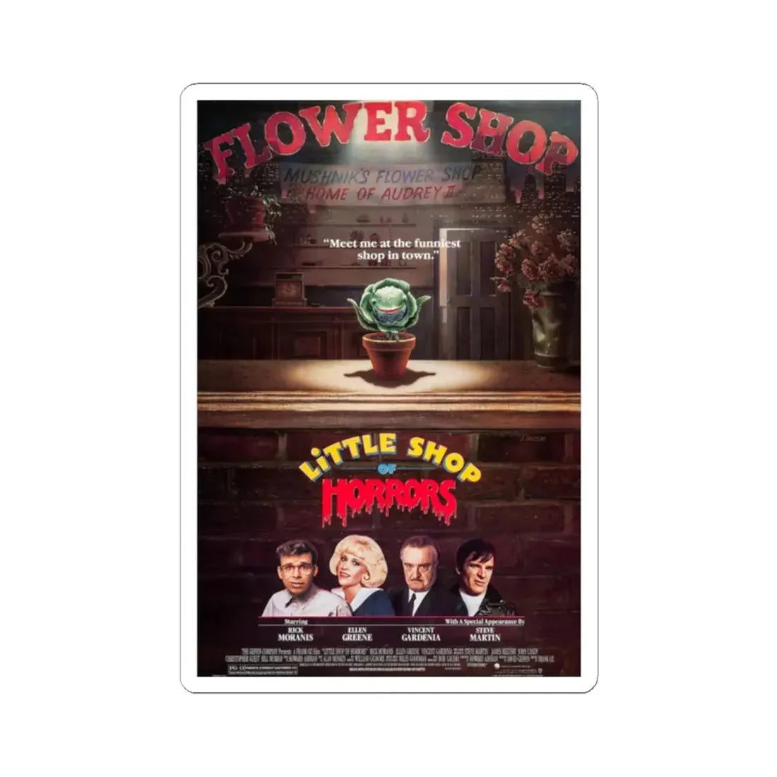 Little Shop of Horrors 1986 Movie Poster - STICKER Vinyl Kiss-Cut Decal 2 Inch White - The Sticker Space