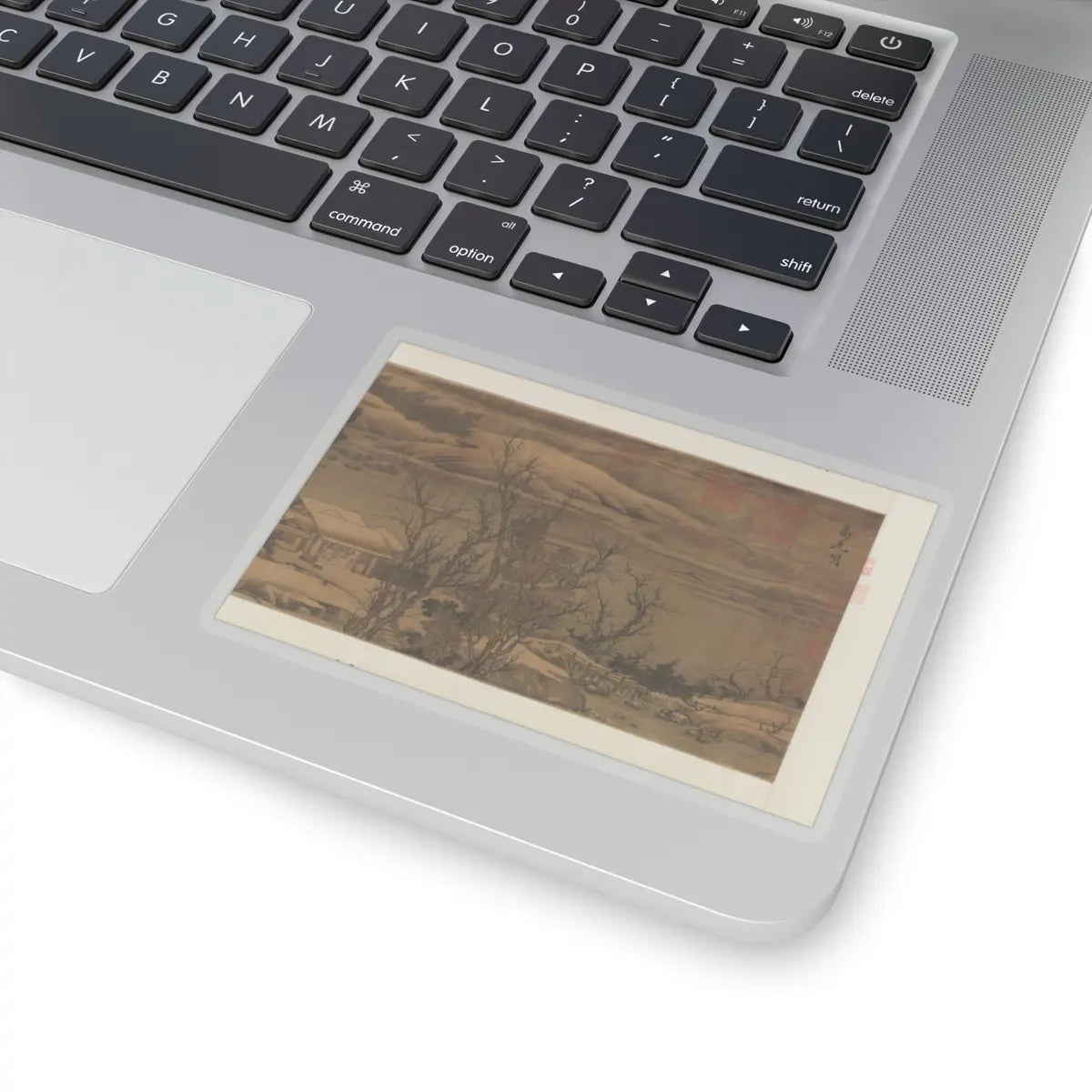 Liu Songnian - Snowy landscape with rustic riverside retreat - ca. late 12th century v2 - STICKER Vinyl Kiss-Cut Decal