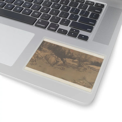 Liu Songnian - Snowy landscape with rustic riverside retreat - ca. late 12th century v4 - STICKER Vinyl Kiss-Cut Decal