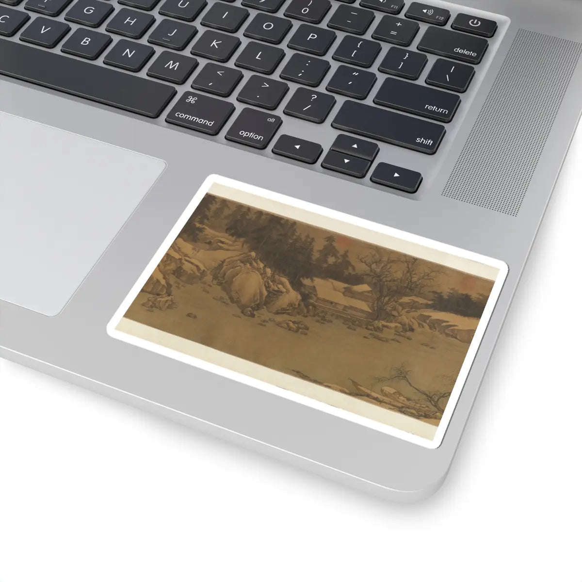 Liu Songnian - Snowy landscape with rustic riverside retreat - ca. late 12th century v4 - STICKER Vinyl Kiss-Cut Decal