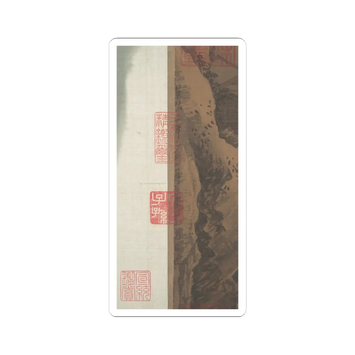 Liu Songnian - Snowy landscape with rustic riverside retreat - ca. late 12th century v9 - STICKER Vinyl Kiss-Cut Decal