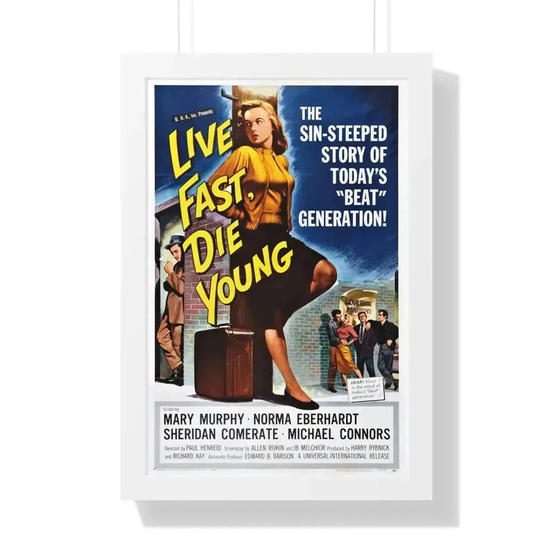 LIVE FAST DIE YOUNG 1958 - Framed Movie Poster 16″ x 24″ White - The Sticker Space