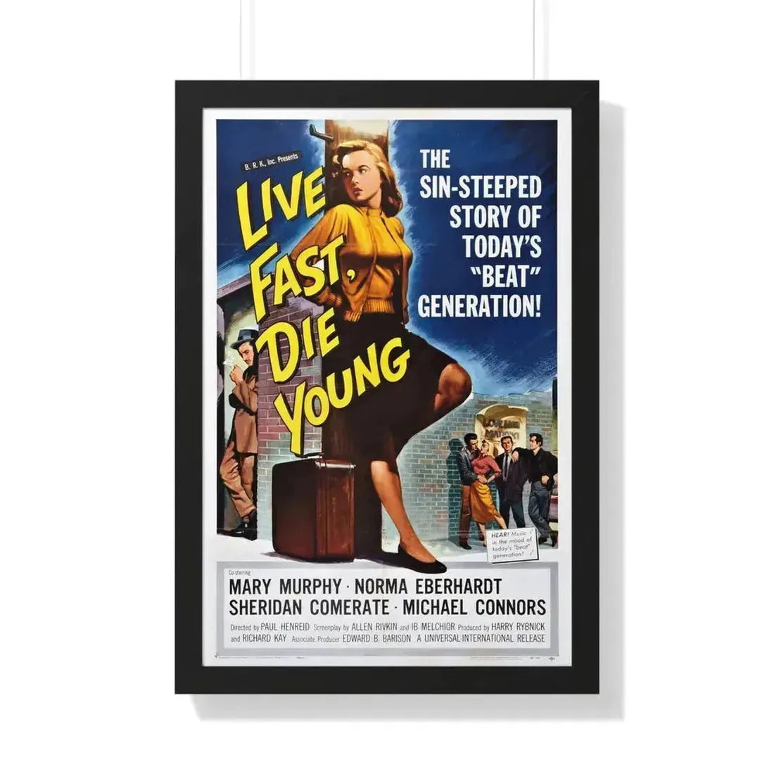 LIVE FAST DIE YOUNG 1958 - Framed Movie Poster 20" x 30" Black - The Sticker Space