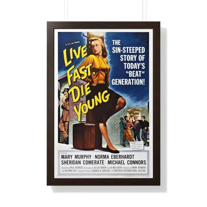LIVE FAST DIE YOUNG 1958 - Framed Movie Poster 20" x 30" Walnut - The Sticker Space