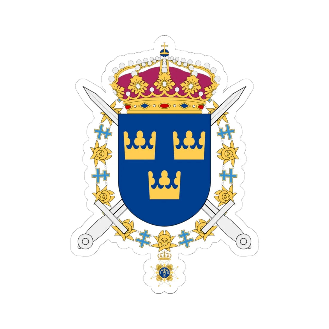 Livgardesgruppen vapen (Sweden) (Coat of Arms) STICKER Vinyl Kiss-Cut Decal 4 Inch White - The Sticker Space