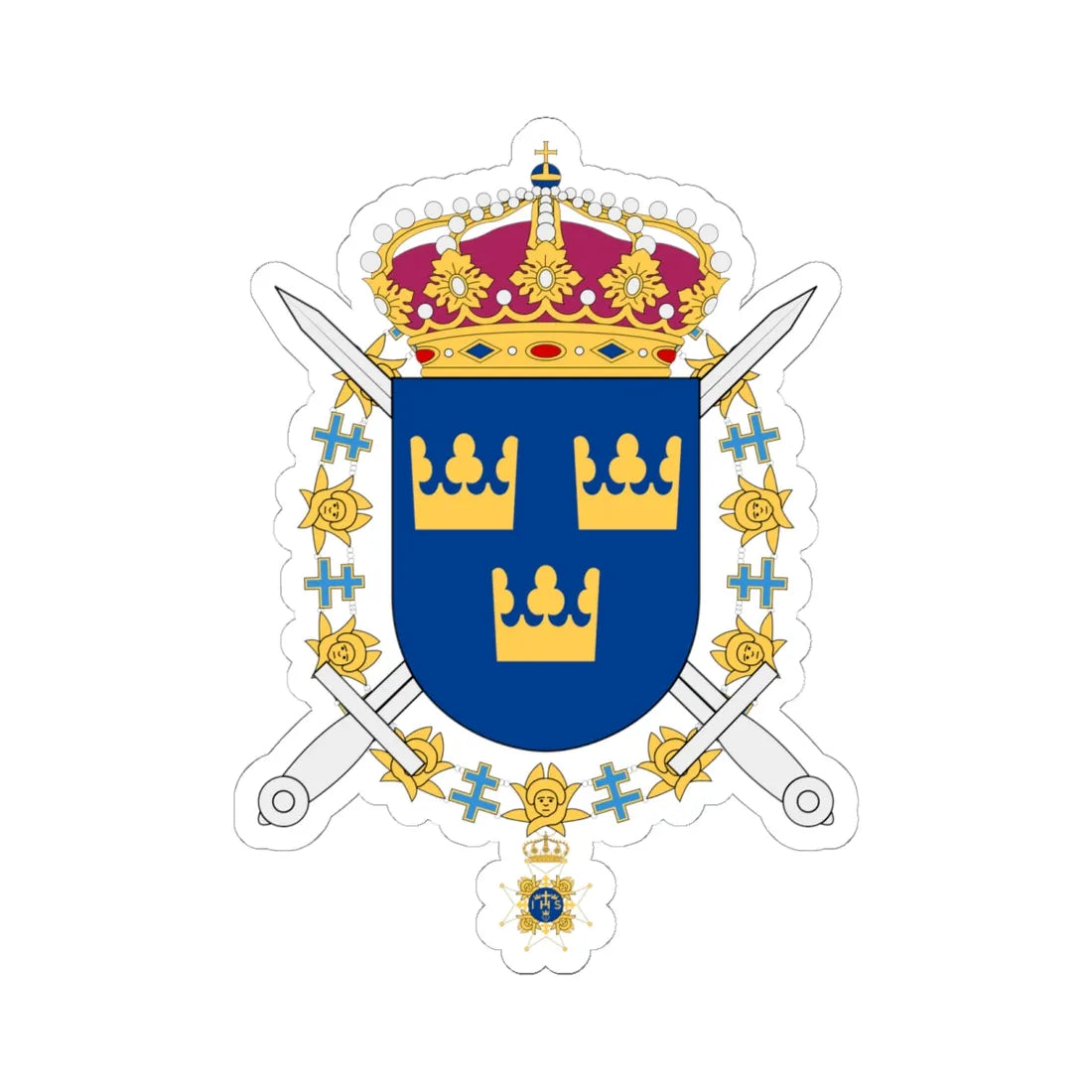 Livgardesgruppen vapen (Sweden) (Coat of Arms) STICKER Vinyl Kiss-Cut Decal 6 Inch White - The Sticker Space