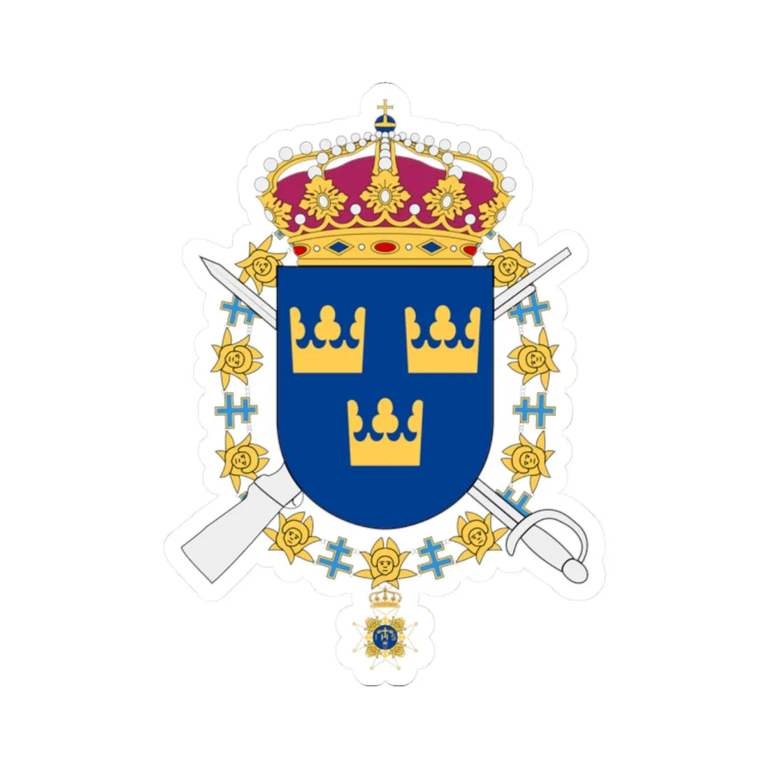 Livgardet vapen (Sweden) (Coat of Arms) STICKER Vinyl Kiss-Cut Decal 2 Inch White - The Sticker Space