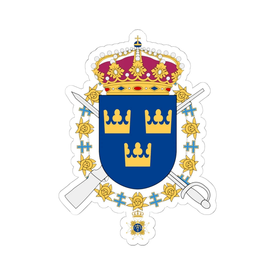Livgardet vapen (Sweden) (Coat of Arms) STICKER Vinyl Kiss-Cut Decal 6 Inch White - The Sticker Space