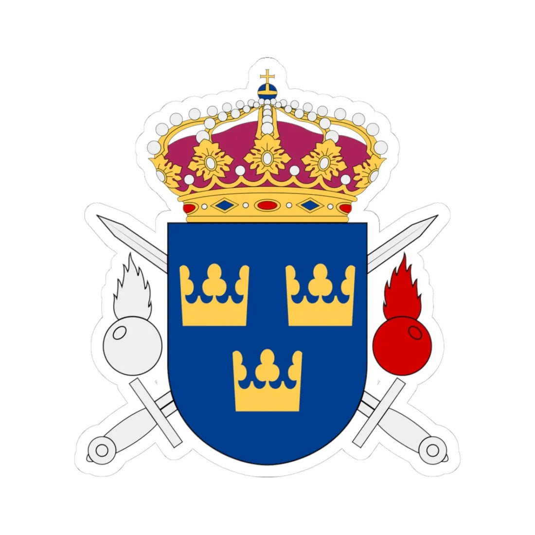 Livgrenadjärregementet vapen post 1994 (Sweden) (Coat of Arms) STICKER Vinyl Kiss-Cut Decal 3 Inch White - The Sticker Space