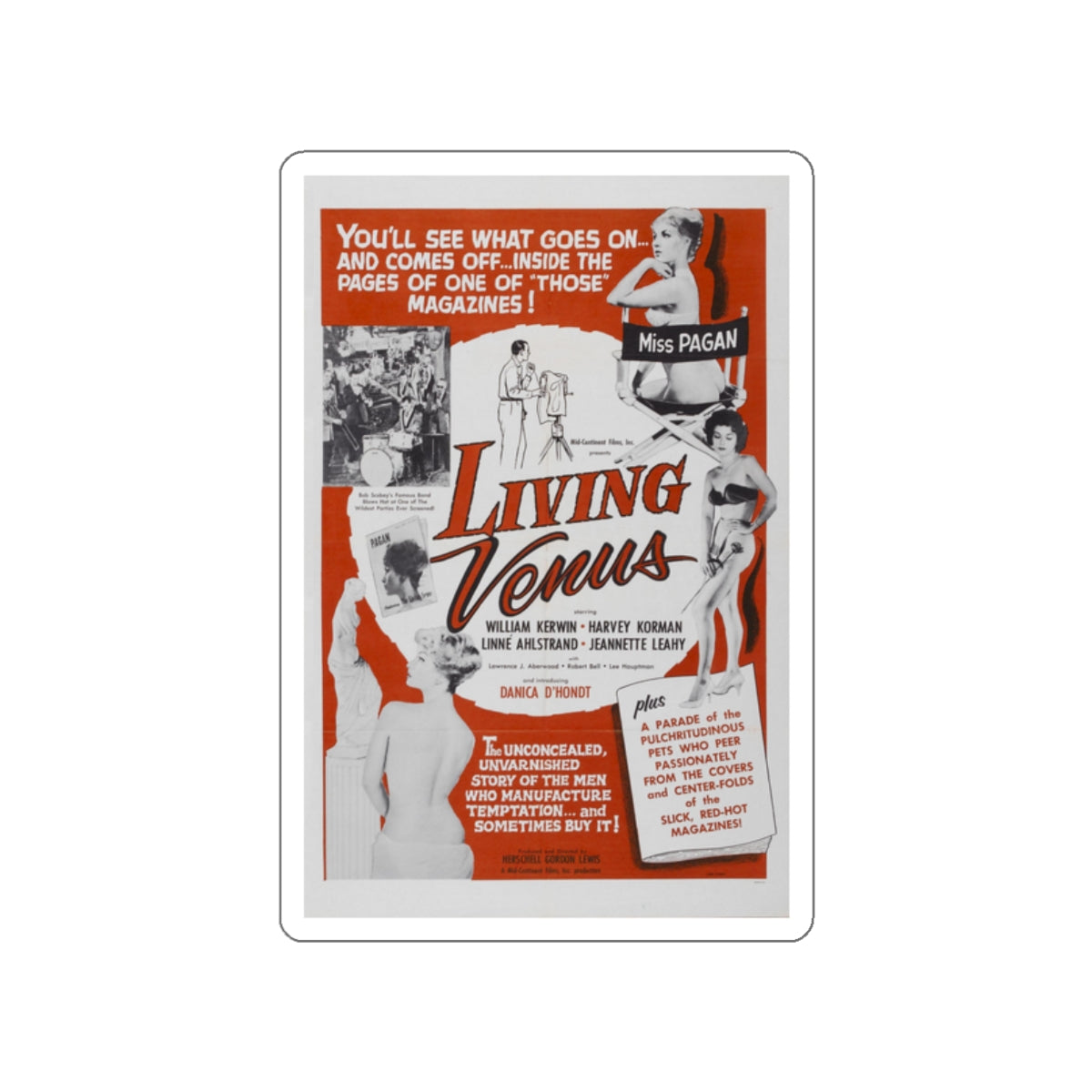 LIVING VENUS 1961 Movie Poster STICKER Vinyl Die-Cut Decal-2 Inch-The Sticker Space