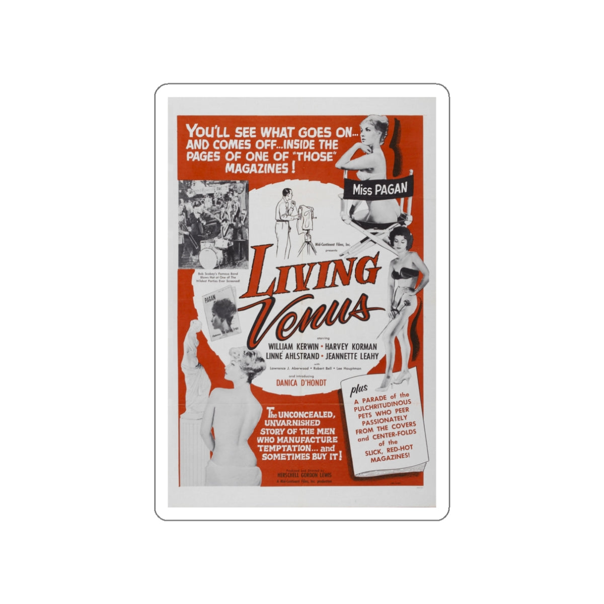 LIVING VENUS 1961 Movie Poster STICKER Vinyl Die-Cut Decal-3 Inch-The Sticker Space