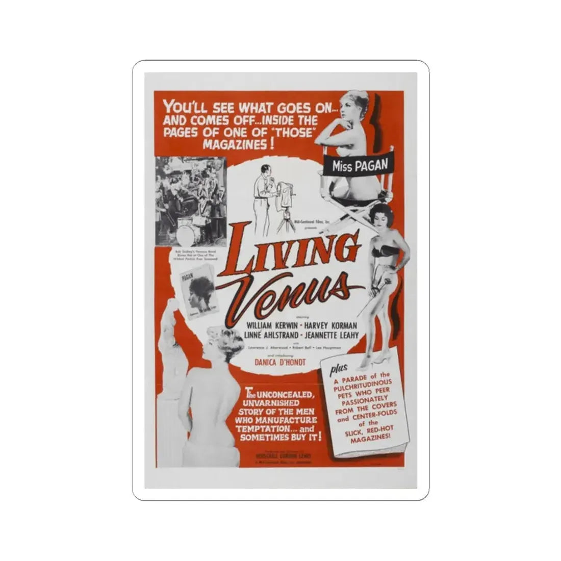 LIVING VENUS 1961 Movie Poster - STICKER Vinyl Kiss-Cut Decal 2 Inch White - The Sticker Space