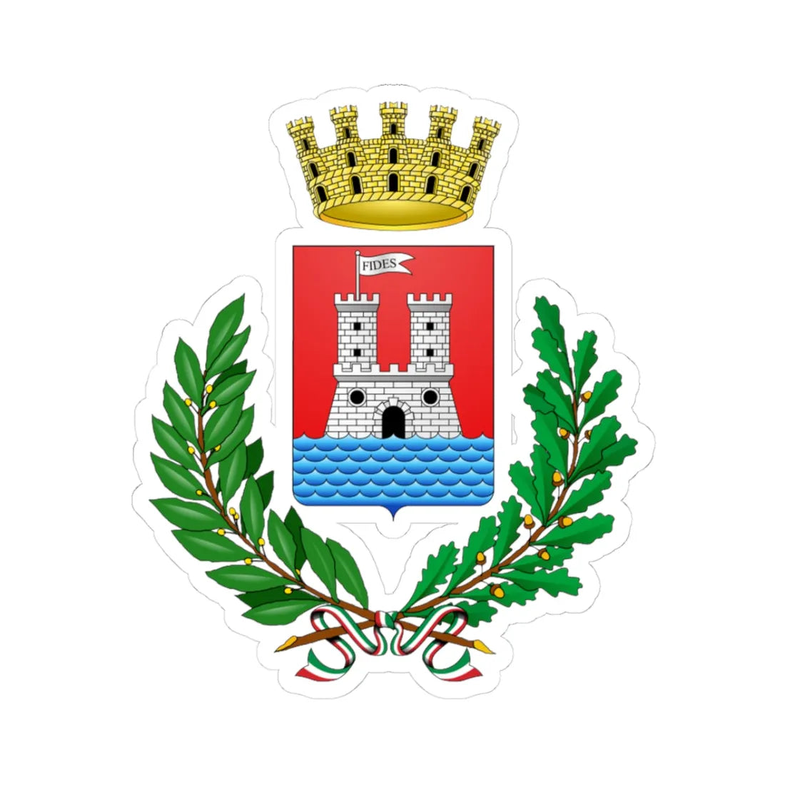 Livorno-Stemma (Italy) (Coat of Arms) STICKER Vinyl Kiss-Cut Decal 3 Inch White - The Sticker Space