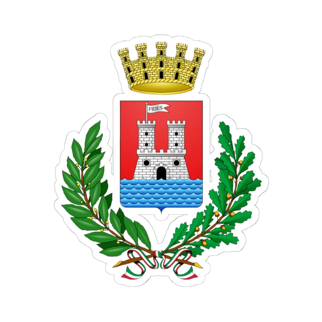 Livorno-Stemma (Italy) (Coat of Arms) STICKER Vinyl Kiss-Cut Decal 6 Inch White - The Sticker Space