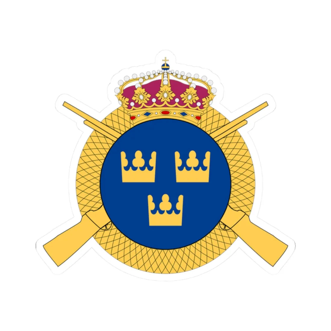 Livregementets grenadjärgrupp vapen (Sweden) (Coat of Arms) STICKER Vinyl Kiss-Cut Decal 2 Inch White - The Sticker Space