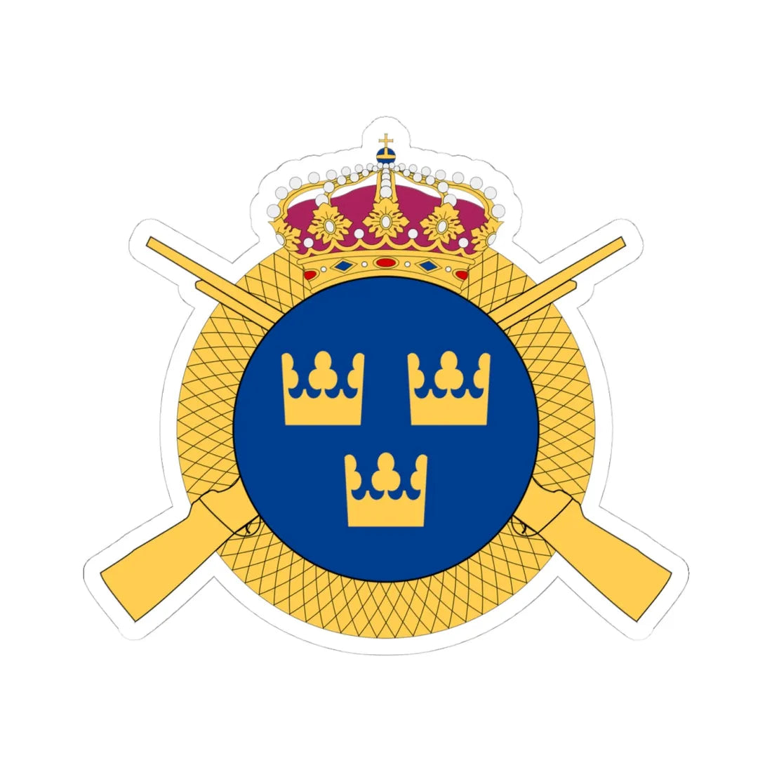 Livregementets grenadjärgrupp vapen (Sweden) (Coat of Arms) STICKER Vinyl Kiss-Cut Decal 4 Inch White - The Sticker Space