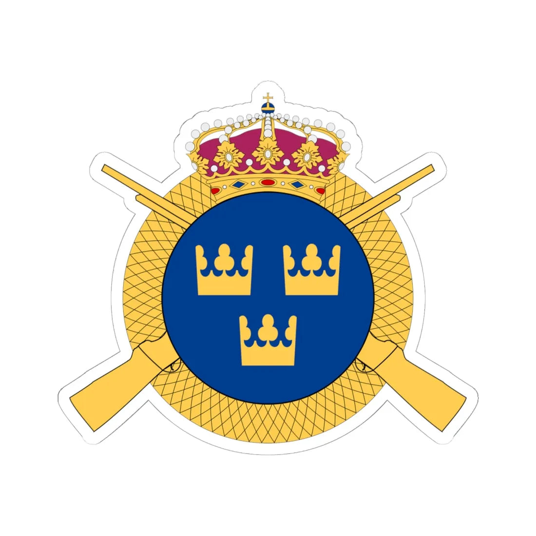 Livregementets grenadjärgrupp vapen (Sweden) (Coat of Arms) STICKER Vinyl Kiss-Cut Decal 6 Inch White - The Sticker Space