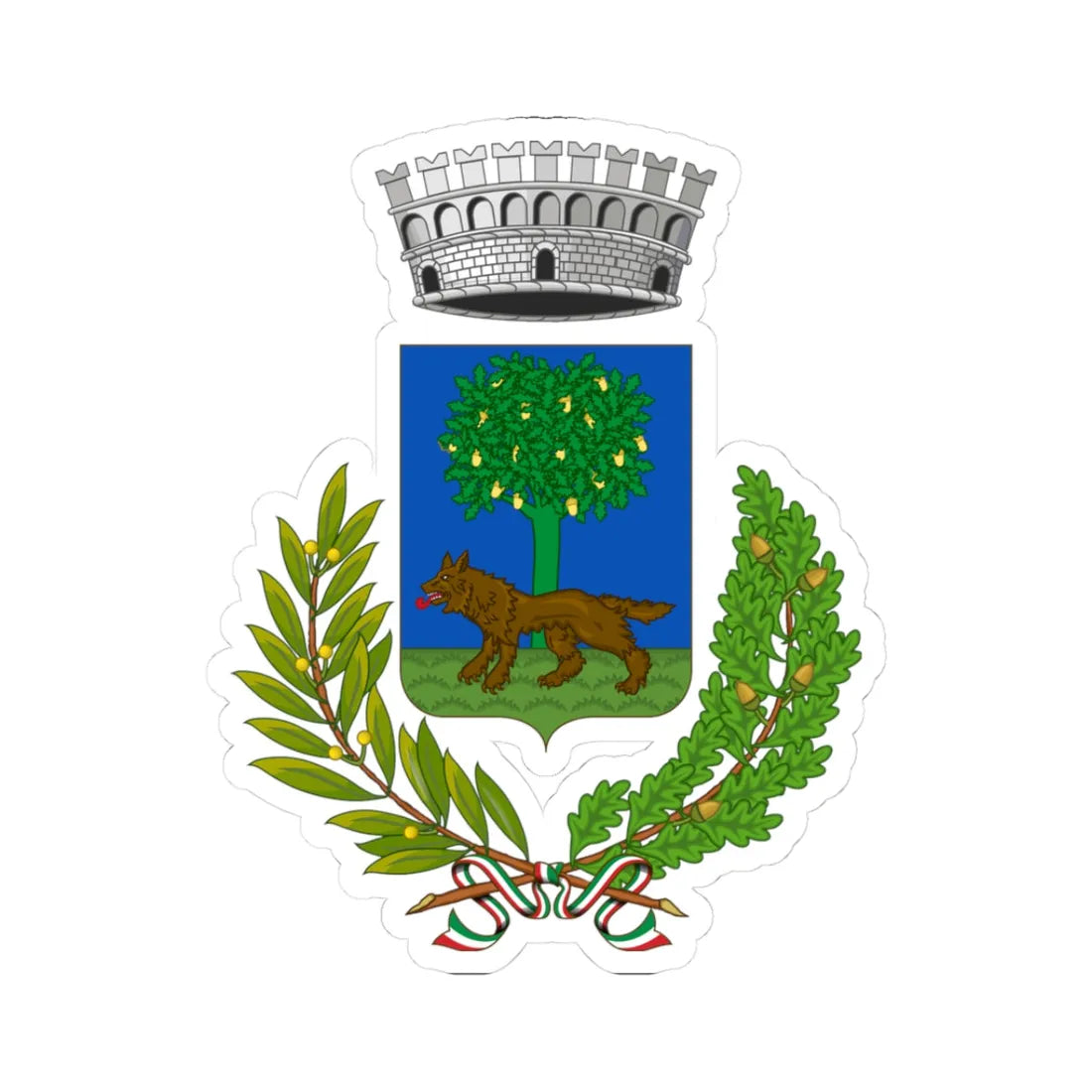 Lizzanello-Stemma (Italy) (Coat of Arms) STICKER Vinyl Kiss-Cut Decal 3 Inch White - The Sticker Space