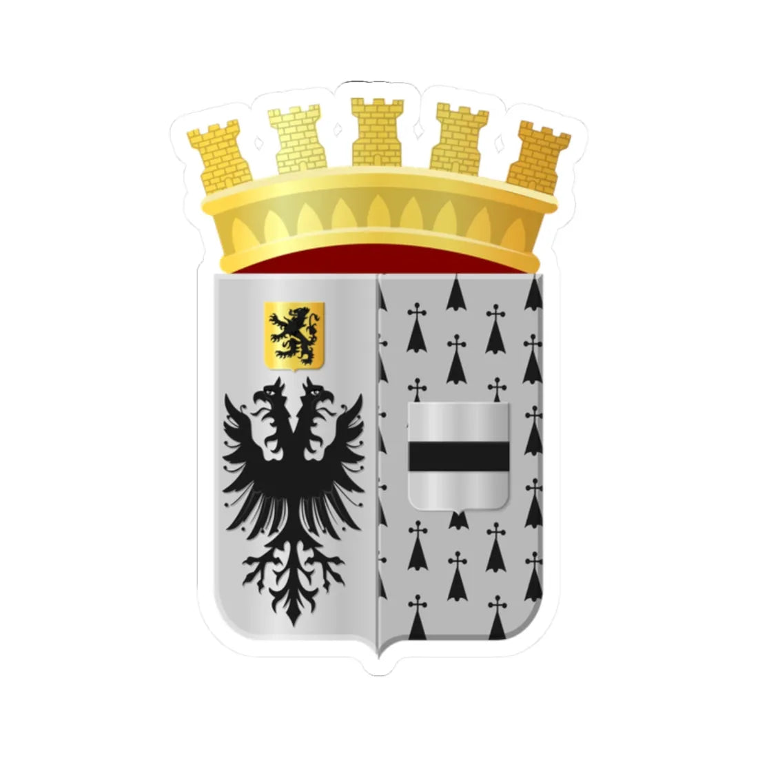 Lo-Reninge wapen (Belgium) (Coat of Arms) STICKER Vinyl Kiss-Cut Decal 2 Inch White - The Sticker Space