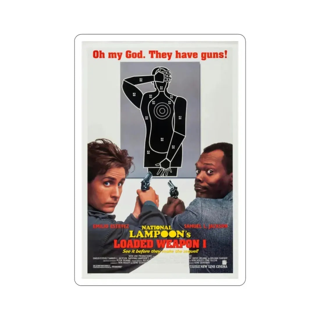 Loaded Weapon 1 1993 Movie Poster STICKER Vinyl Die-Cut Decal 2 Inch - The Sticker Space