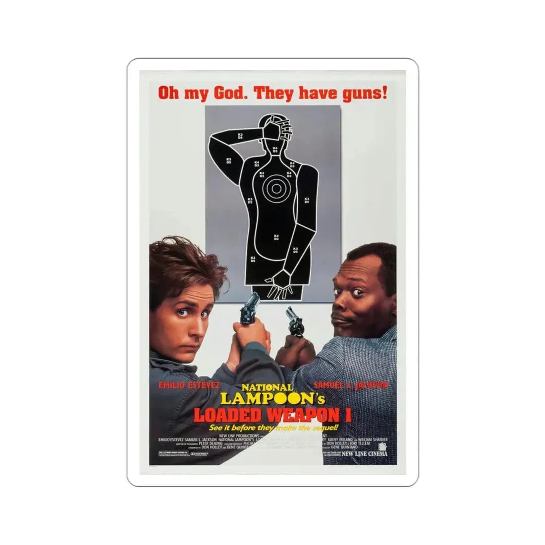 Loaded Weapon 1 1993 Movie Poster STICKER Vinyl Die-Cut Decal 3 Inch - The Sticker Space