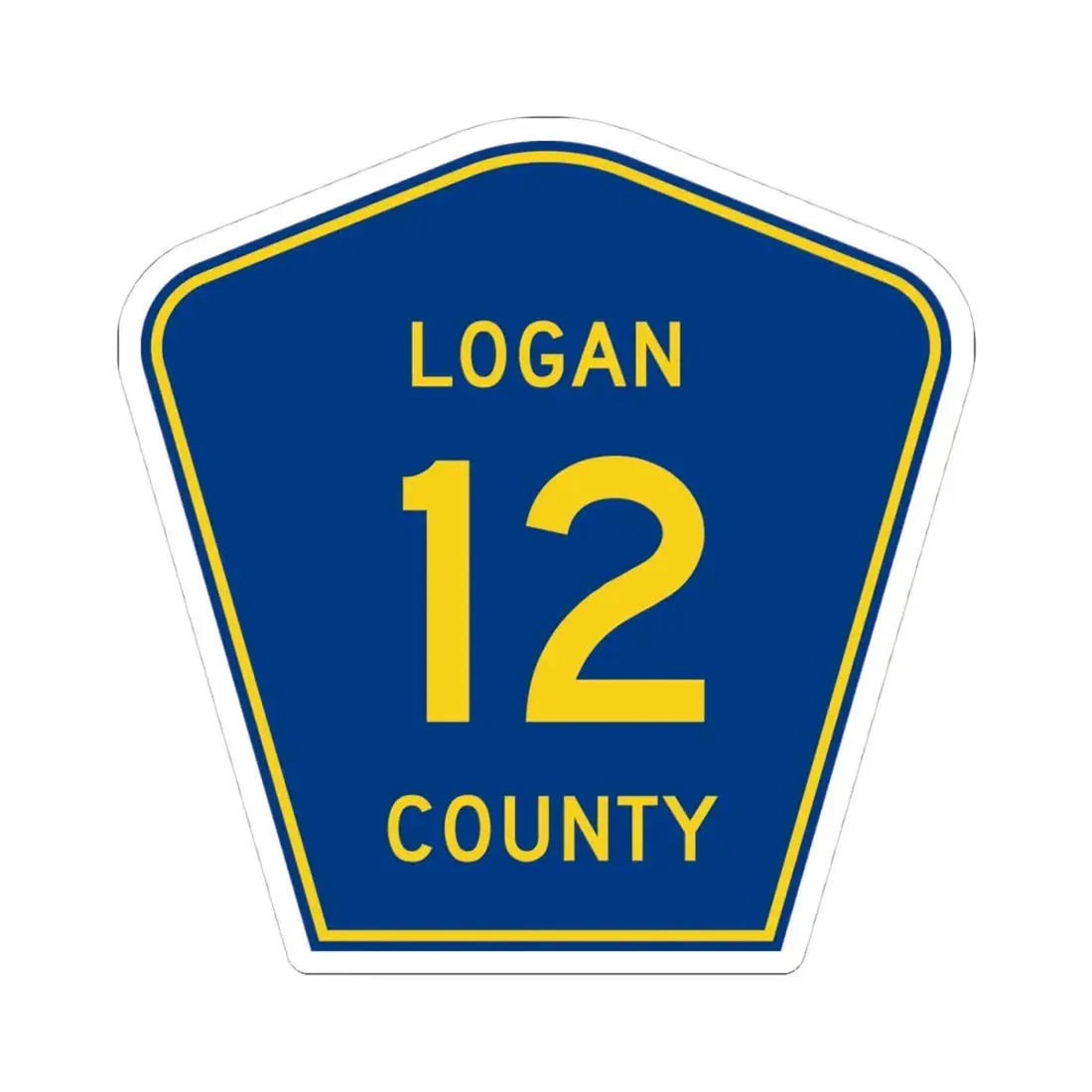 Logan County 12 (Illinois) (Road Sign) STICKER Vinyl Kiss-Cut Decal 4 Inch White - The Sticker Space