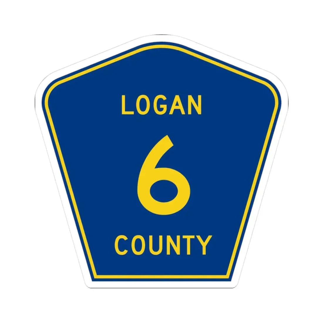 Logan County 6 (Illinois) (Road Sign) STICKER Vinyl Kiss-Cut Decal 3 Inch White - The Sticker Space