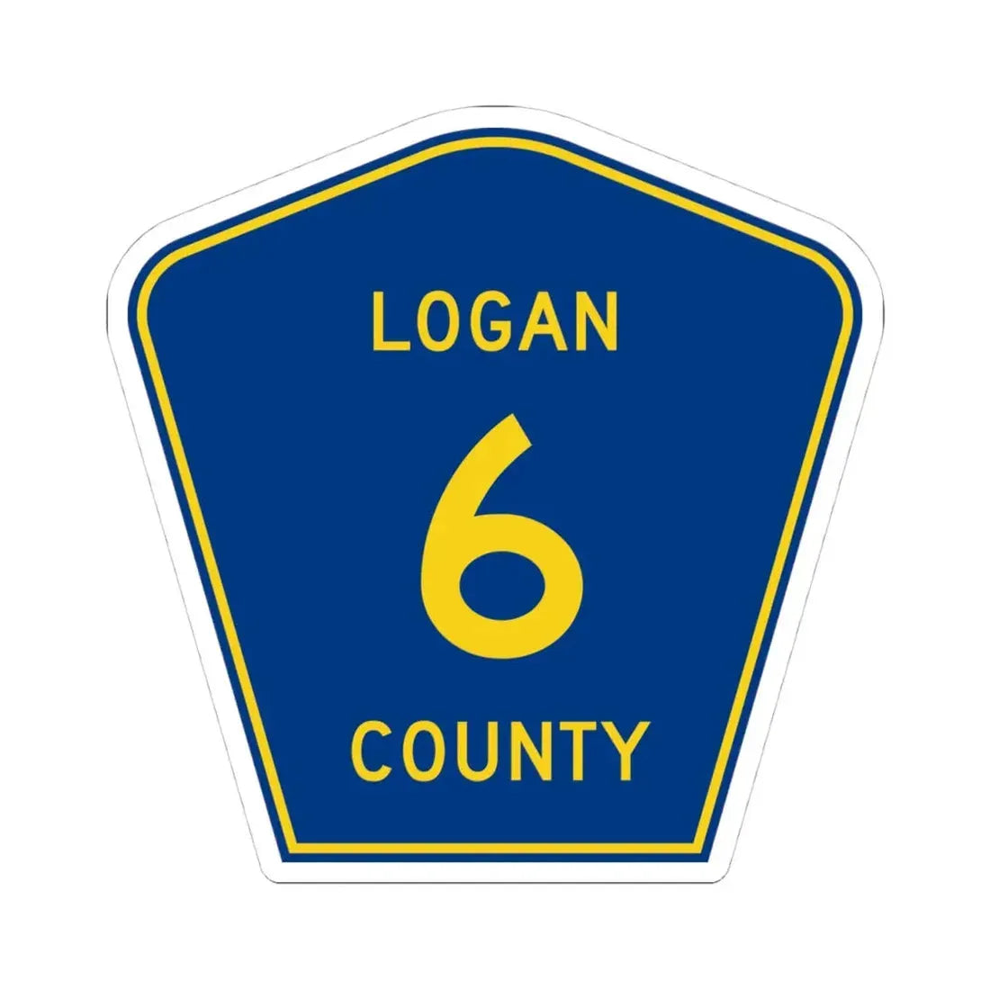 Logan County 6 (Illinois) (Road Sign) STICKER Vinyl Kiss-Cut Decal 4 Inch White - The Sticker Space
