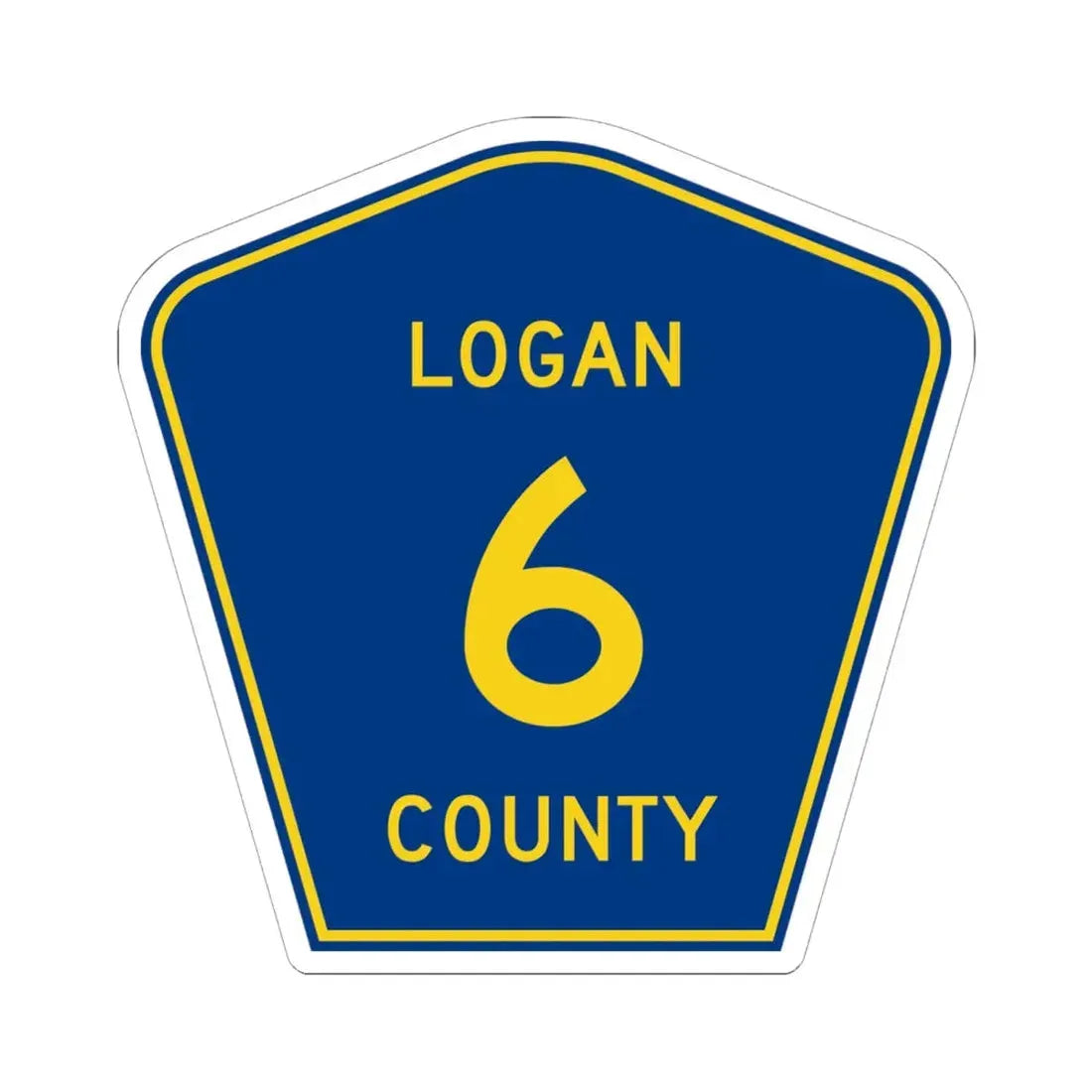 Logan County 6 (Illinois) (Road Sign) STICKER Vinyl Kiss-Cut Decal 6 Inch White - The Sticker Space