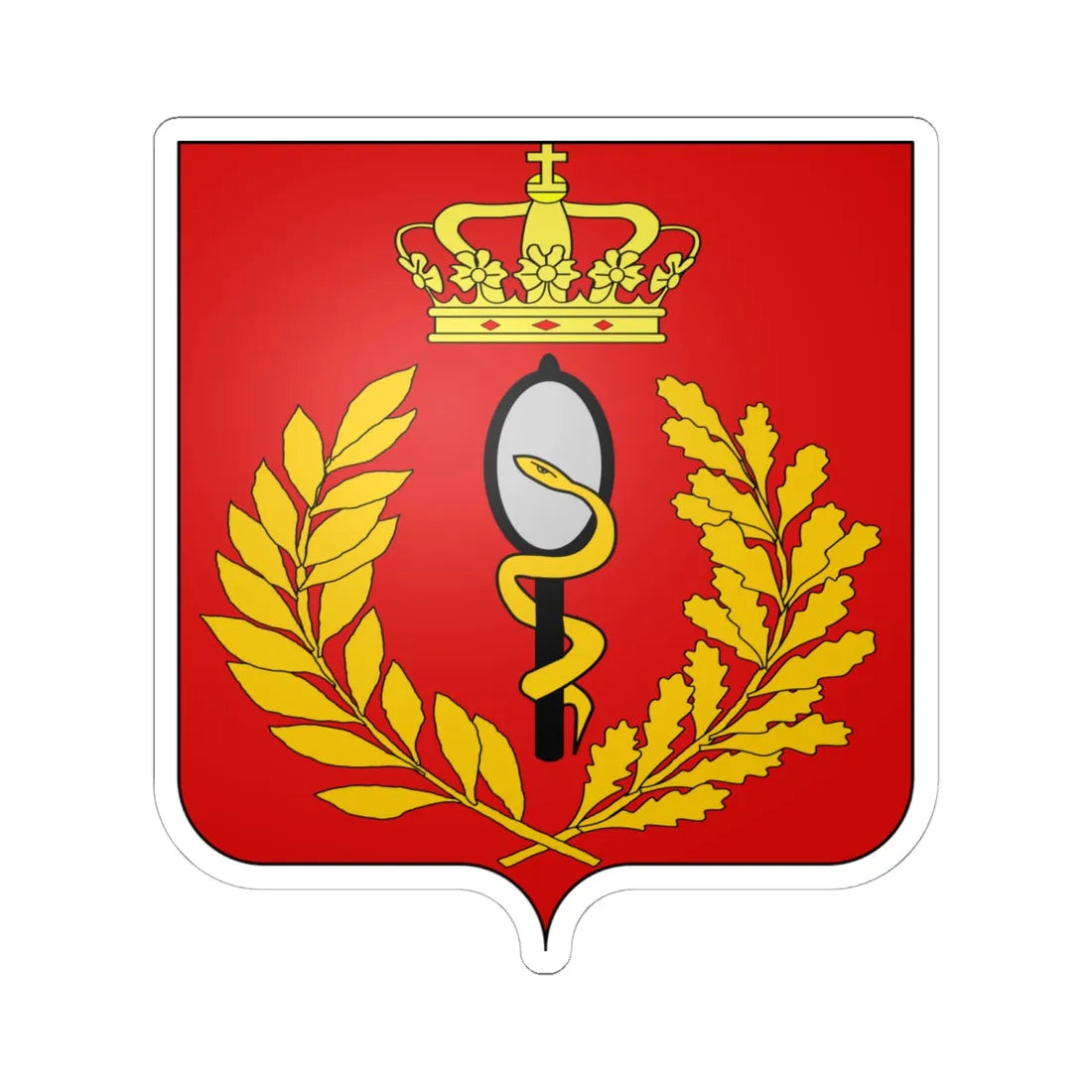 Logo Composante Medicale Armee Belge (Belgium) (Coat of Arms) STICKER Vinyl Kiss-Cut Decal 6 Inch White - The Sticker Space