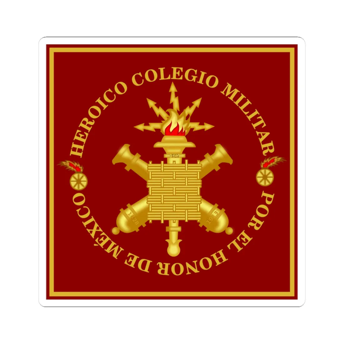 Logo del Heroico Colegio Militar Mexico (Mexico) (Coat of Arms) STICKER Vinyl Kiss-Cut Decal 3 Inch White - The Sticker Space