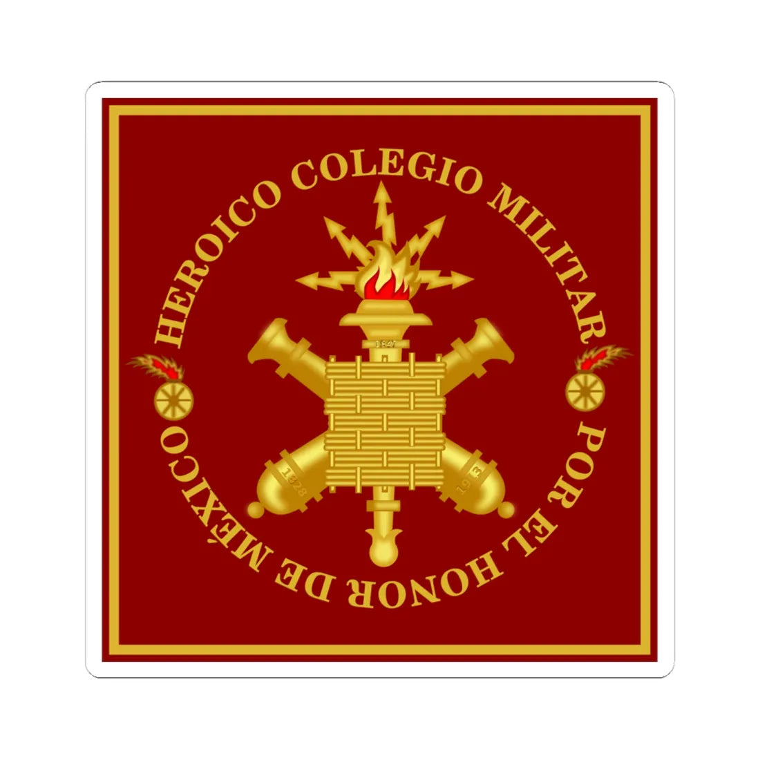 Logo del Heroico Colegio Militar Mexico (Mexico) (Coat of Arms) STICKER Vinyl Kiss-Cut Decal 6 Inch White - The Sticker Space