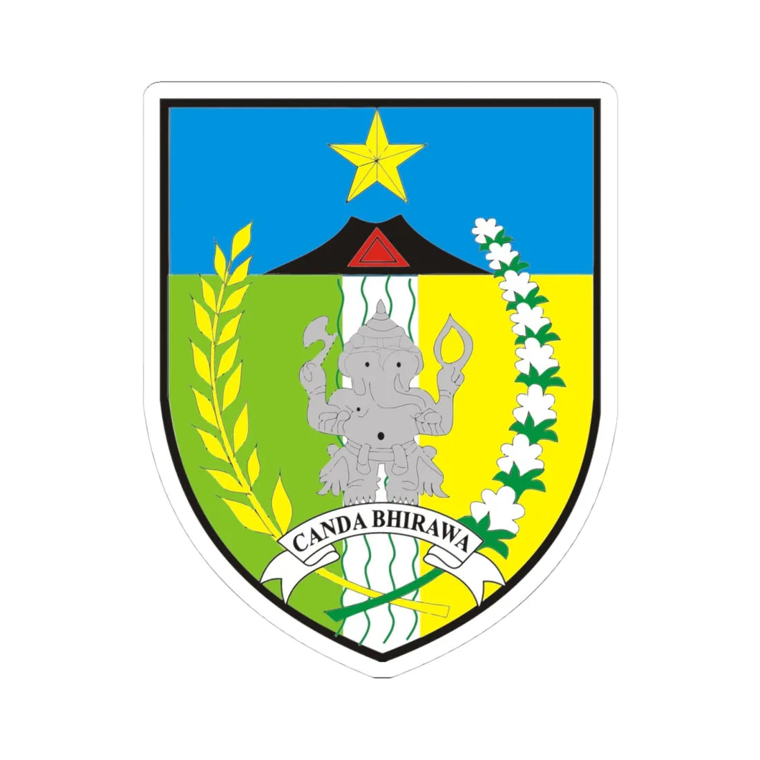 Logo Kabupaten Kediri Seal of Kediri Regency (Indonesia) (Coat of Arms) STICKER Vinyl Kiss-Cut Decal 4 Inch White - The Sticker Space