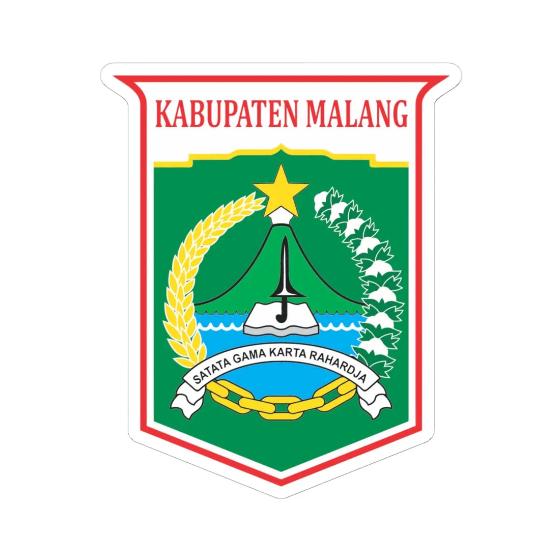 Logo Kabupaten Malang - Seal of Malang Regency (Indonesia) (Coat of Arms) STICKER Vinyl Kiss-Cut Decal 6 Inch White - The Sticker Space