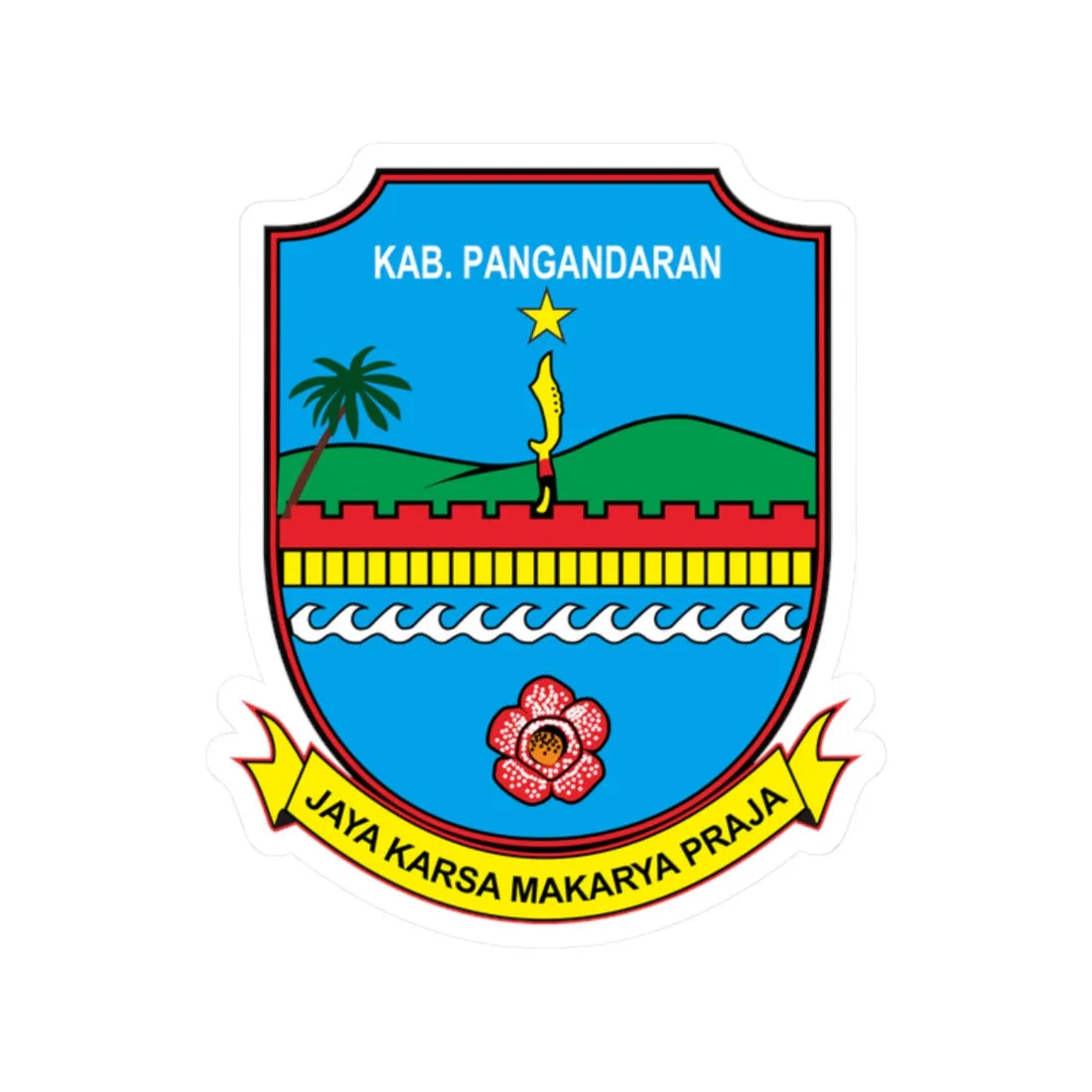 Logo Kabupaten Pangandaran (Indonesia) (Coat of Arms) STICKER Vinyl Kiss-Cut Decal 2 Inch White - The Sticker Space