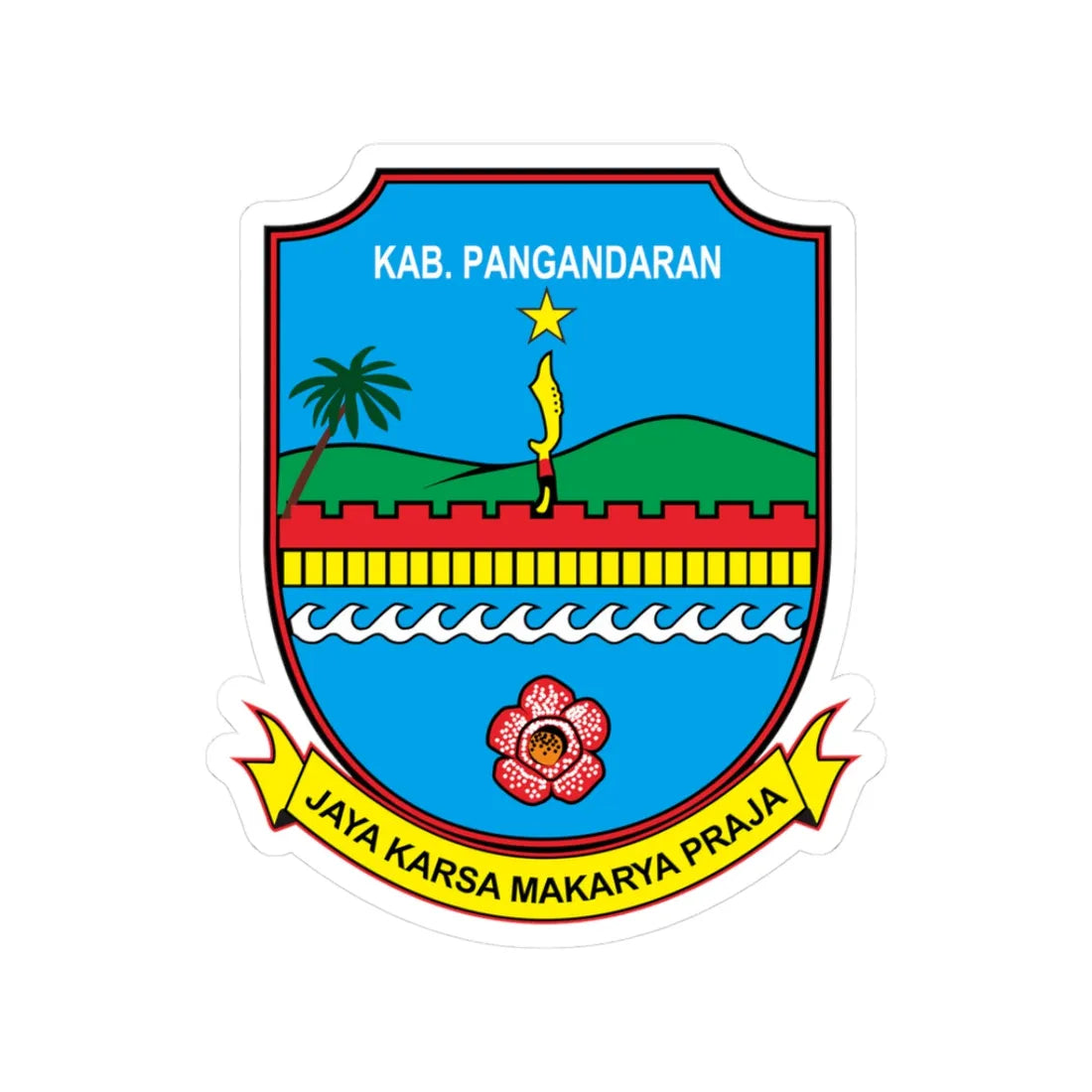 Logo Kabupaten Pangandaran (Indonesia) (Coat of Arms) STICKER Vinyl Kiss-Cut Decal 3 Inch White - The Sticker Space