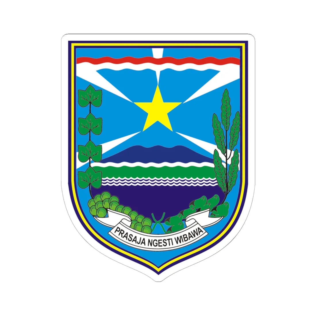 Logo Kabupaten Probolinggo - Seal of Probolinggo Regency (Indonesia) (Coat of Arms) STICKER Vinyl Kiss-Cut Decal 6 Inch White - The Sticker Space
