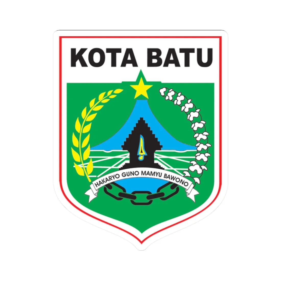 Logo Kota Batu Jawa Timur Seal of Batu East Java (Indonesia) (Coat of Arms) STICKER Vinyl Kiss-Cut Decal 2 Inch White - The Sticker Space