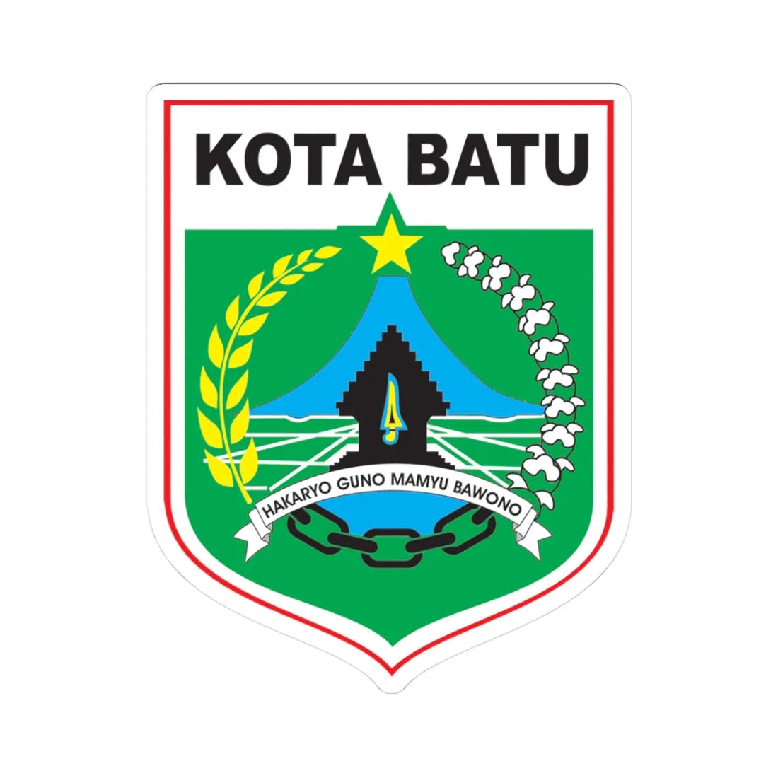 Logo Kota Batu Jawa Timur Seal of Batu East Java (Indonesia) (Coat of Arms) STICKER Vinyl Kiss-Cut Decal 3 Inch White - The Sticker Space