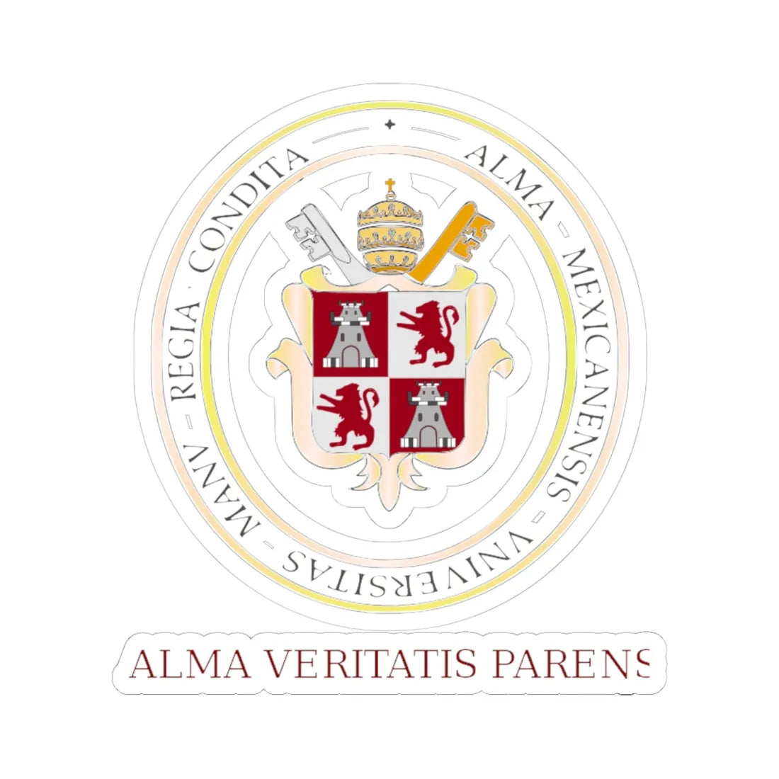 Logo Universidad Pontificia de México (Mexico) (Coat of Arms) STICKER Vinyl Kiss-Cut Decal 6 Inch White - The Sticker Space
