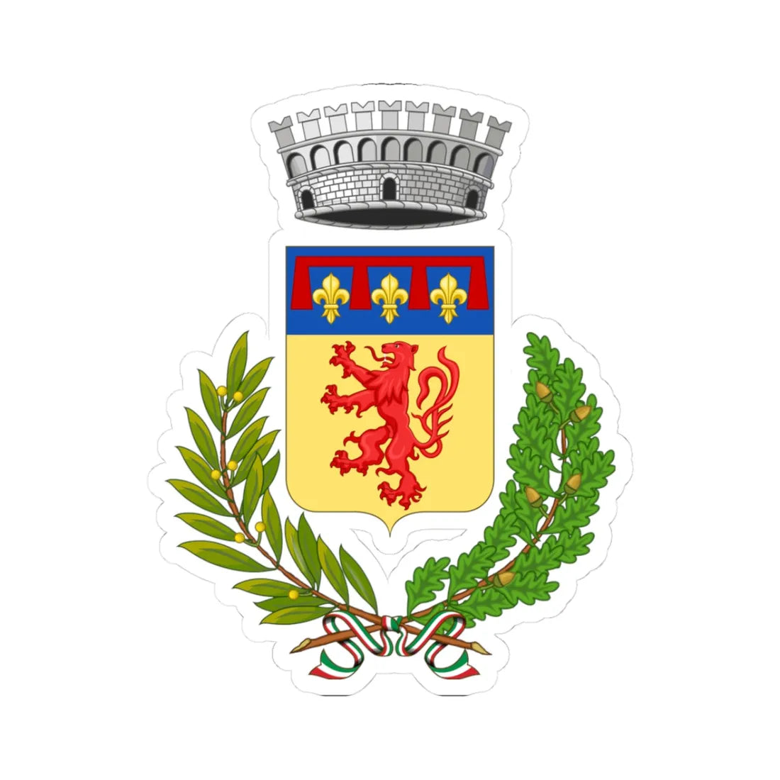 Loiano-Stemma (Italy) (Coat of Arms) STICKER Vinyl Kiss-Cut Decal 3 Inch White - The Sticker Space