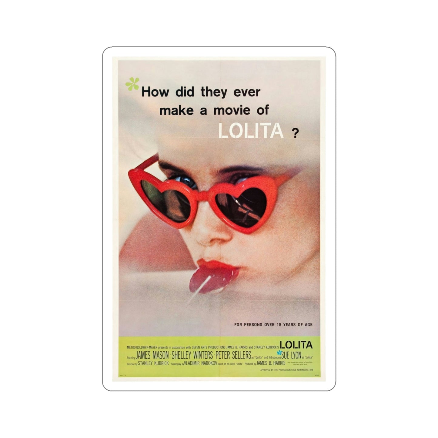 Lolita 1962 Movie Poster STICKER Vinyl Die-Cut Decal-6 Inch-The Sticker Space