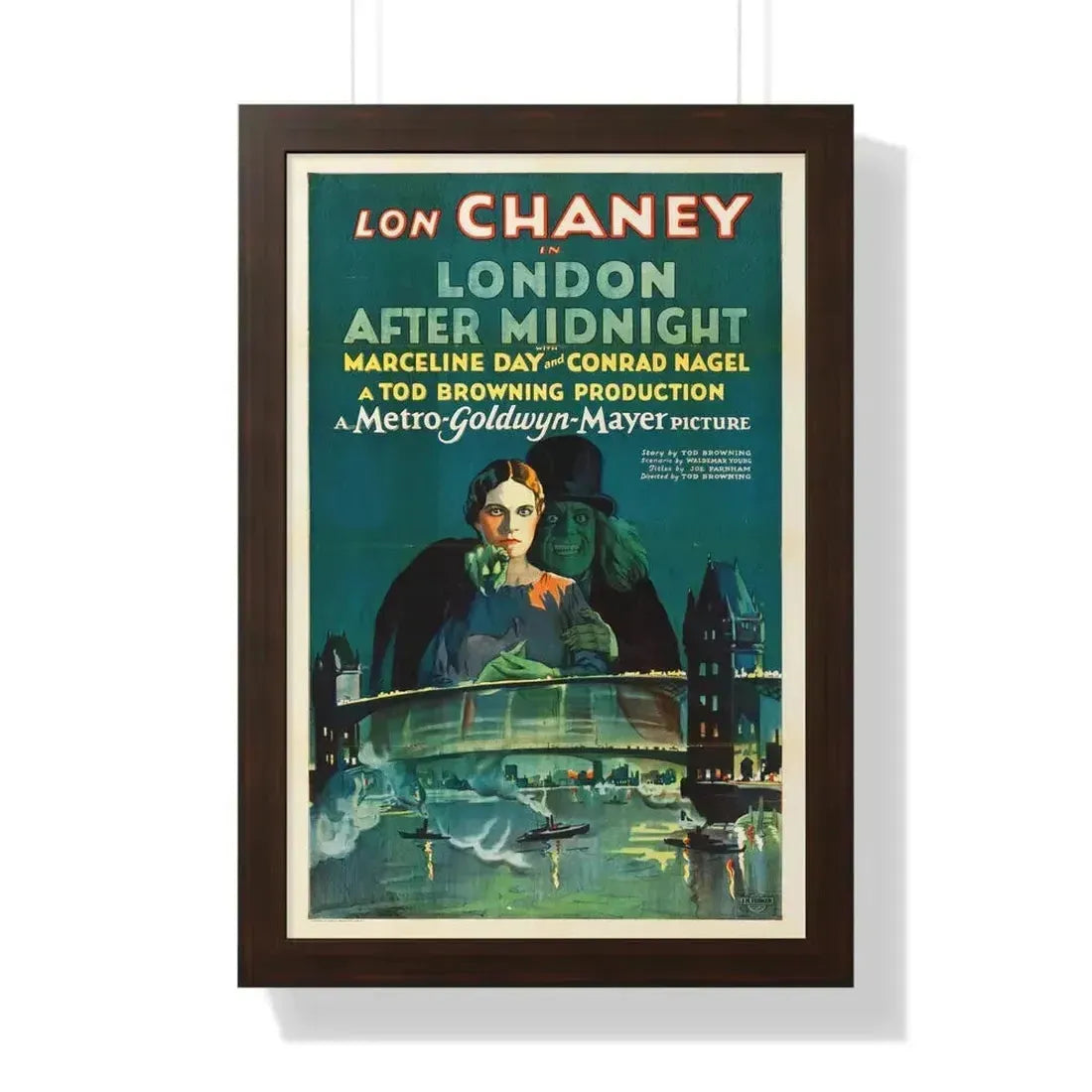 LONDON AFTER MIDNIGHT 1927 - Framed Movie Poster 16″ x 24″ Walnut - The Sticker Space
