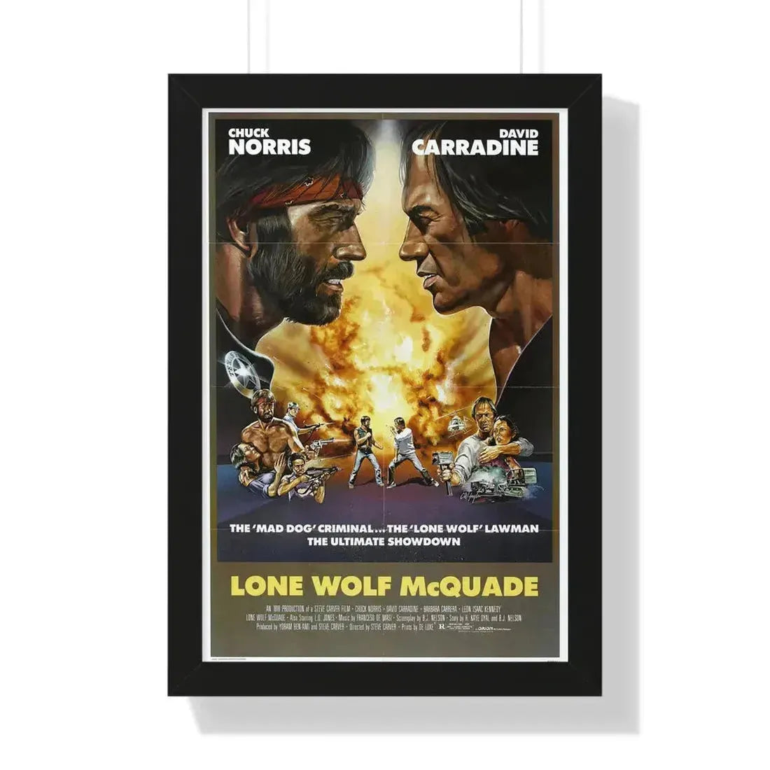 LONE WOLF MCQUADE 1983 - Framed Movie Poster 16″ x 24″ Black - The Sticker Space